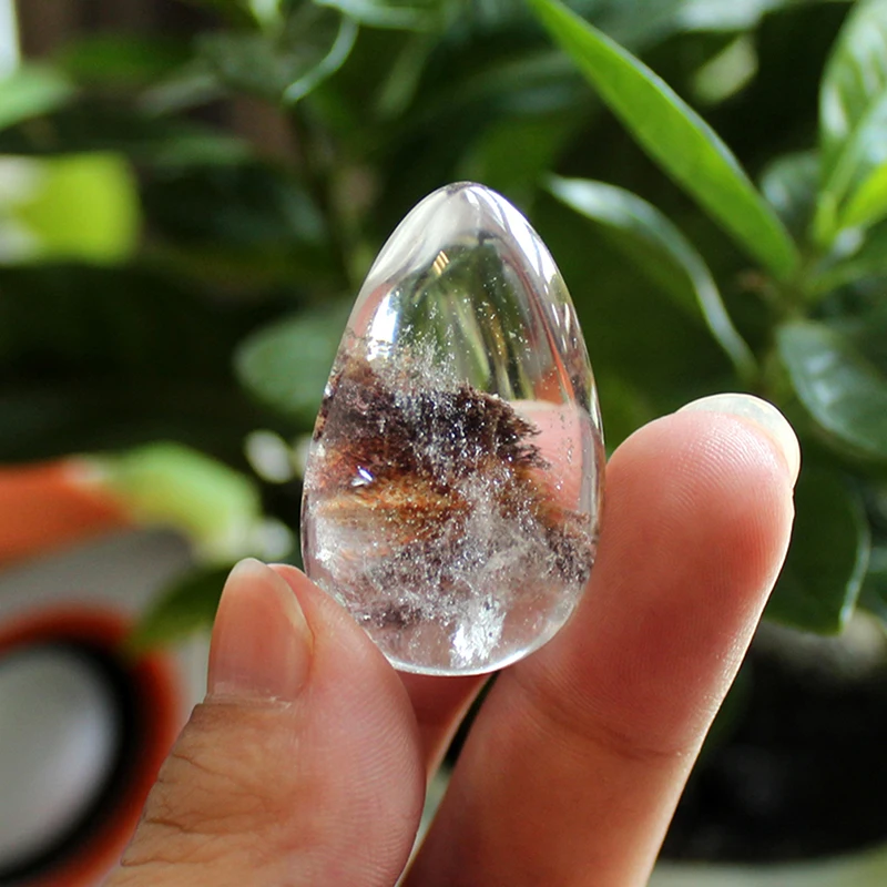 Natural Green Ghost Phantom Stone Crystal Quartz Gemstone Specimen Healing Stone