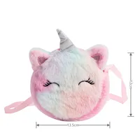 Kids Fashion Plush Shoulder Bag Cute Cartoon Unicorn Wallet Girls Handbag Baby Accessories 6