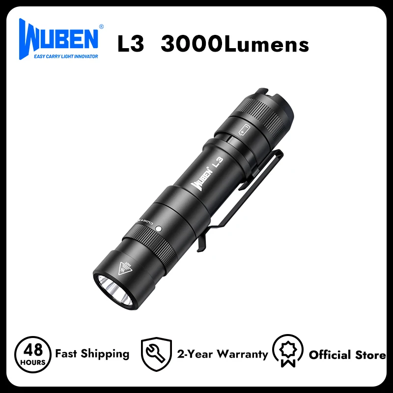 

WUBEN L3 Flashlights High Lumens, 3000 Lumen Tactical Flashlight Rechargeable, Dual-Way Charging 7 Light Mode, IP68 Waterproof