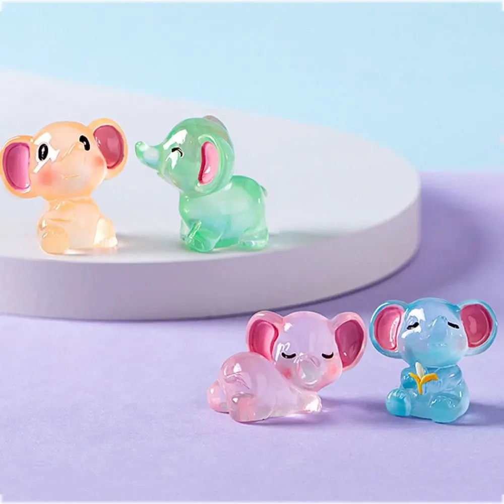 Little Dumb Elephant Handicraft Luminous Mini Elephants DIY 3D Elephants Resin Ornaments Cute Elephants Micro Landscape Outdoor