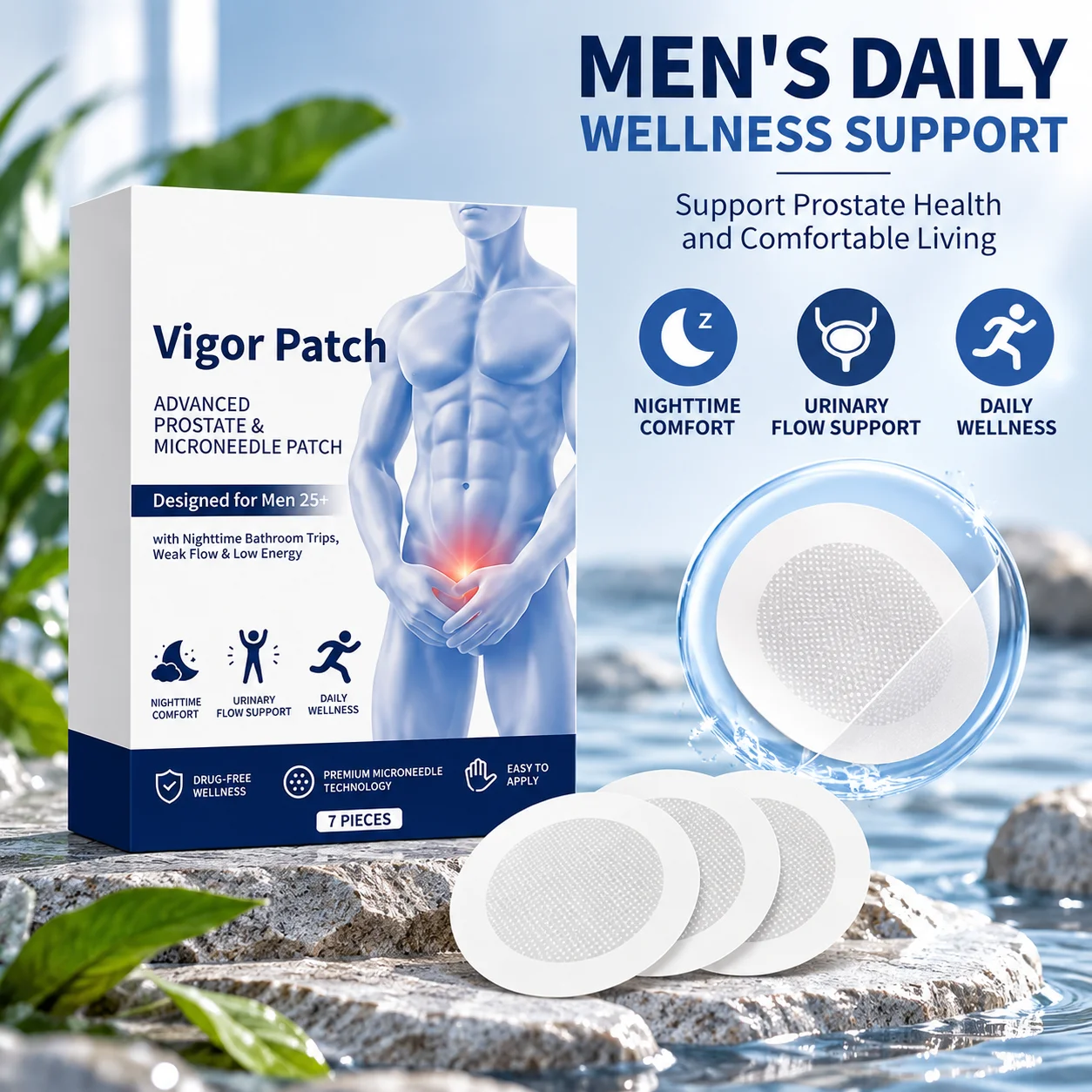 Advanced Vigor Herbal Prostate Microneedle Patch for Men 25+ 7Patches 1-10box Body Care Sticker Daily Skin Wellness Patch Men