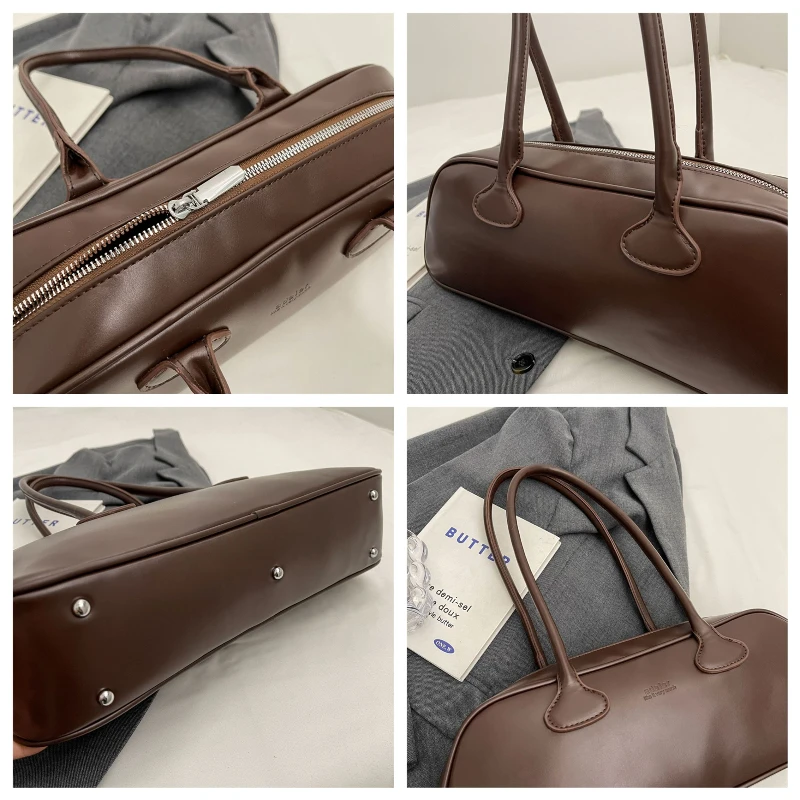 High Quality Portable Quiet Luxury Women's Underarm Bag Simple Solid Color Designer Shoulder Bag Trend PU Leather Handbag Ladies image 5