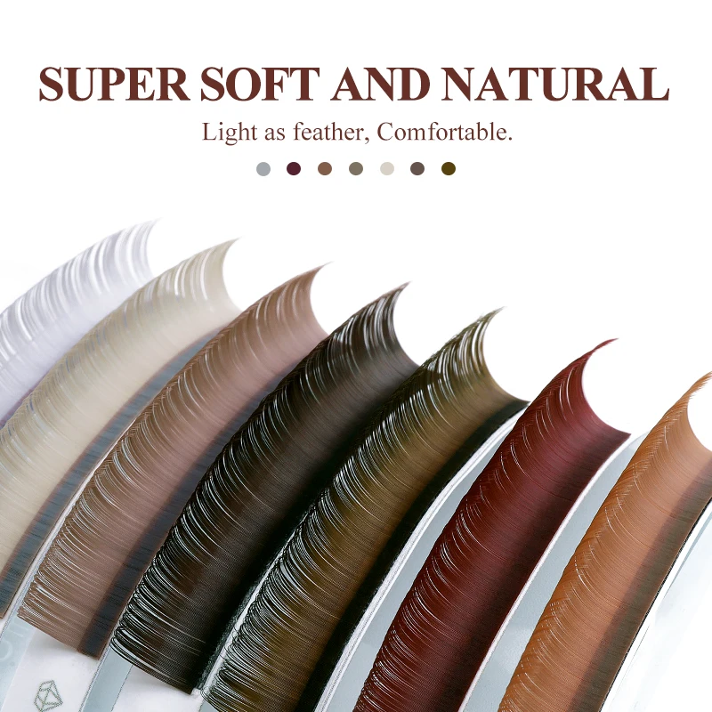 ساكوراهانا براون دبليو شكل السيارات المزهرة المشجعين مسبقة الصنع مختلط اللون الطبيعي لينة ضوء رمش ملحقات الرموش الفردية