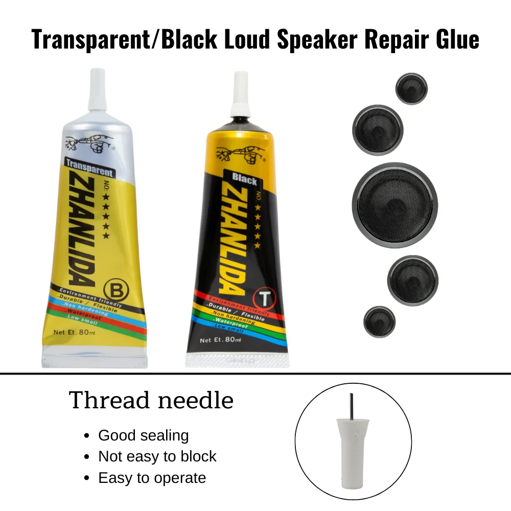 15/50/80ML Black / Transparent Loud Speaker Repair Glue Foam Side Dust Cap Rubber Edge Cone Basin Strong Adhesive