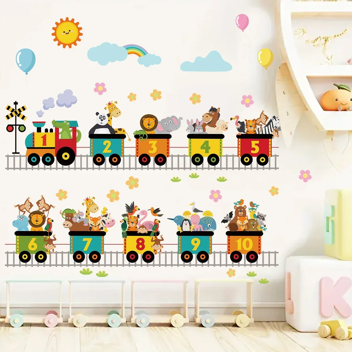 1Pc Cartoon Train Animals Furniture Wall Stickers Home Decor Accessories Living Room Bedroom Decoration Kids Room Wall Decals