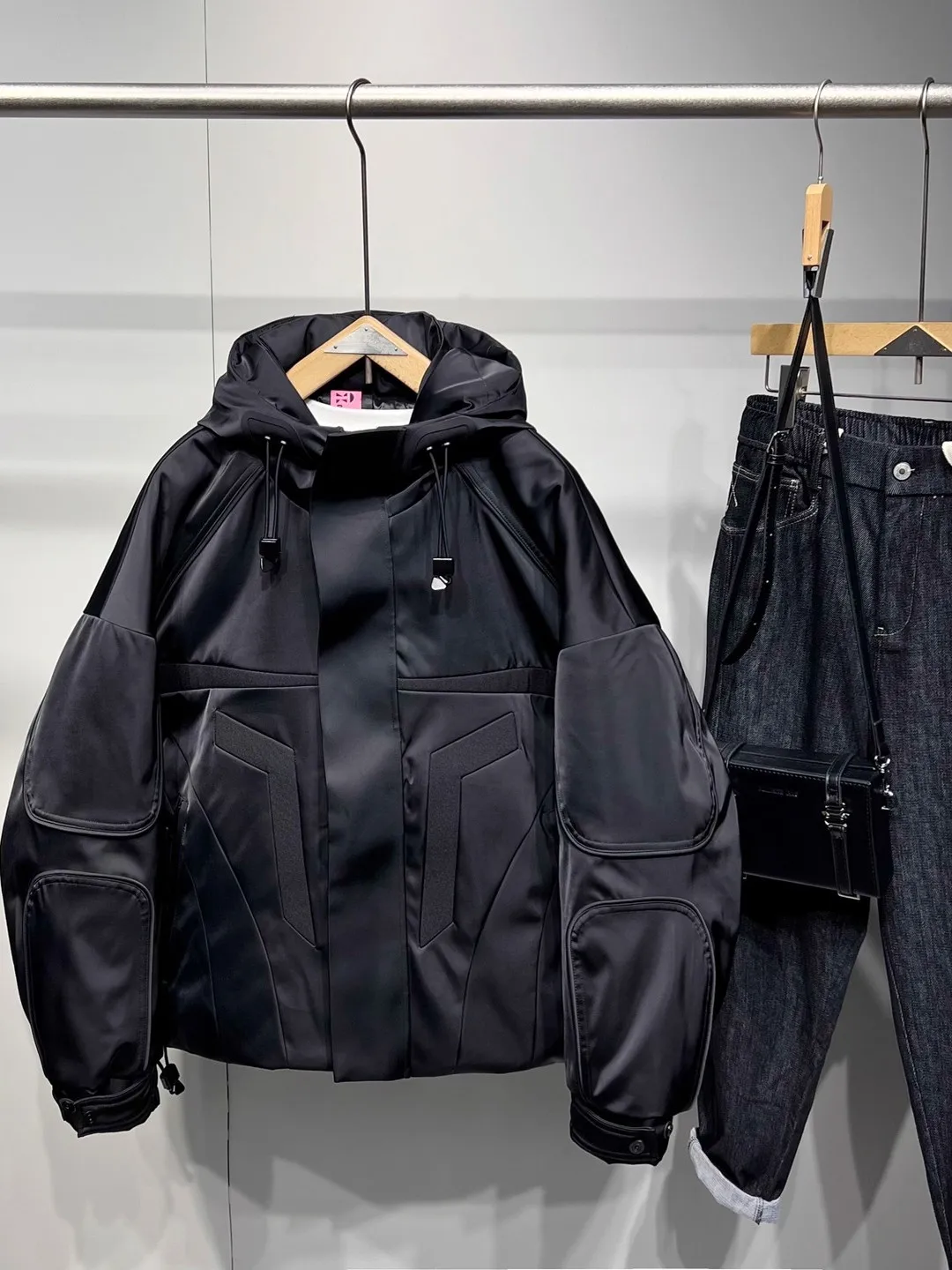 

Men's Hooded down Jaet Thi Warm Functional Sle Autumn Winter New Trend Brand Polyester Fiber Long Sve Zipper Closure