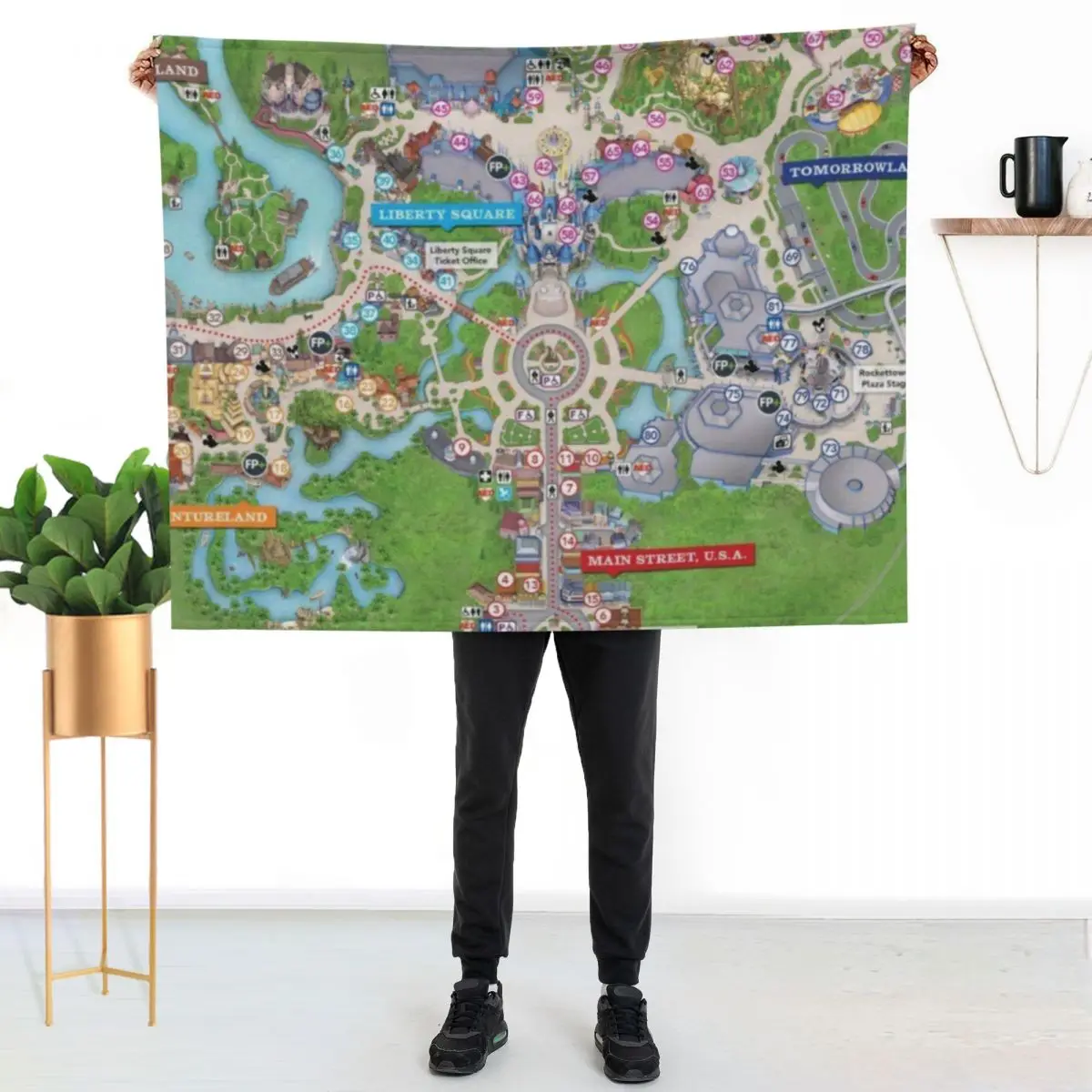 Theme Park Map Throw Blanket Flannel Fabric Nap Sofa for babies funny gift warm for winter Blankets