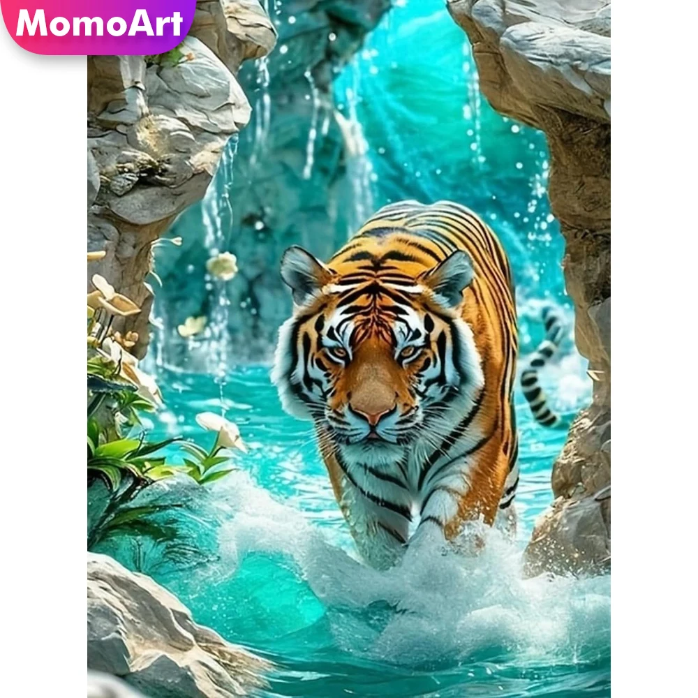 Momoart Elmas Boyama Kaplan Hayvan DIY Elmas Mozaik Akrilik Zanaat Malzemeleri Nakış Kitleri Yeni Varış El Yapımı Hobi