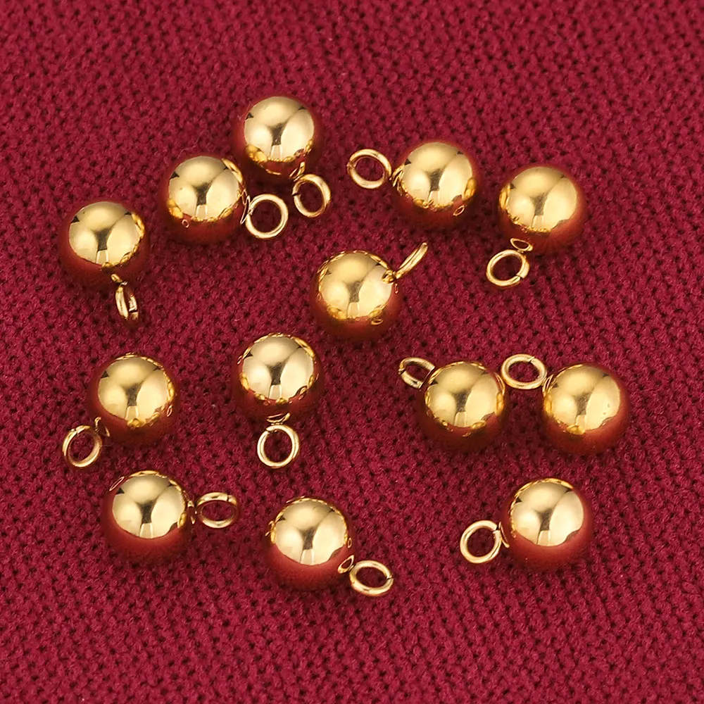 20pcs Lot 4/5/6mm Round Stainless Steel Beads Solid Ball Charms DIY Gold Plated Earrings Bracelet Jewelry Making Materials Craft