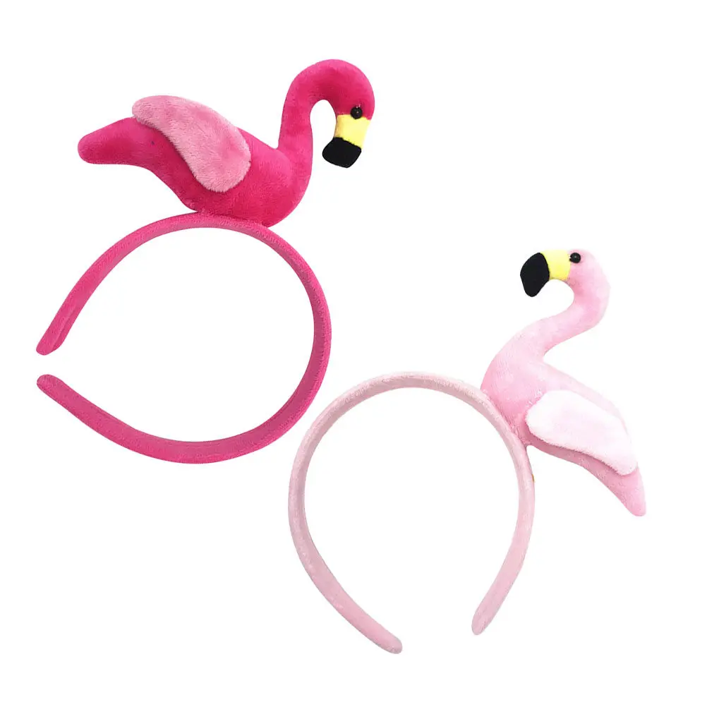 2 Diademas de Flamenco para Fiesta, Decoración Hawaiana, Aros para el Cabello de Flamenco, Suministros para Disfraces Infantiles, Accesorios para Fotos, Colores Rosa y Ciruela, Festival