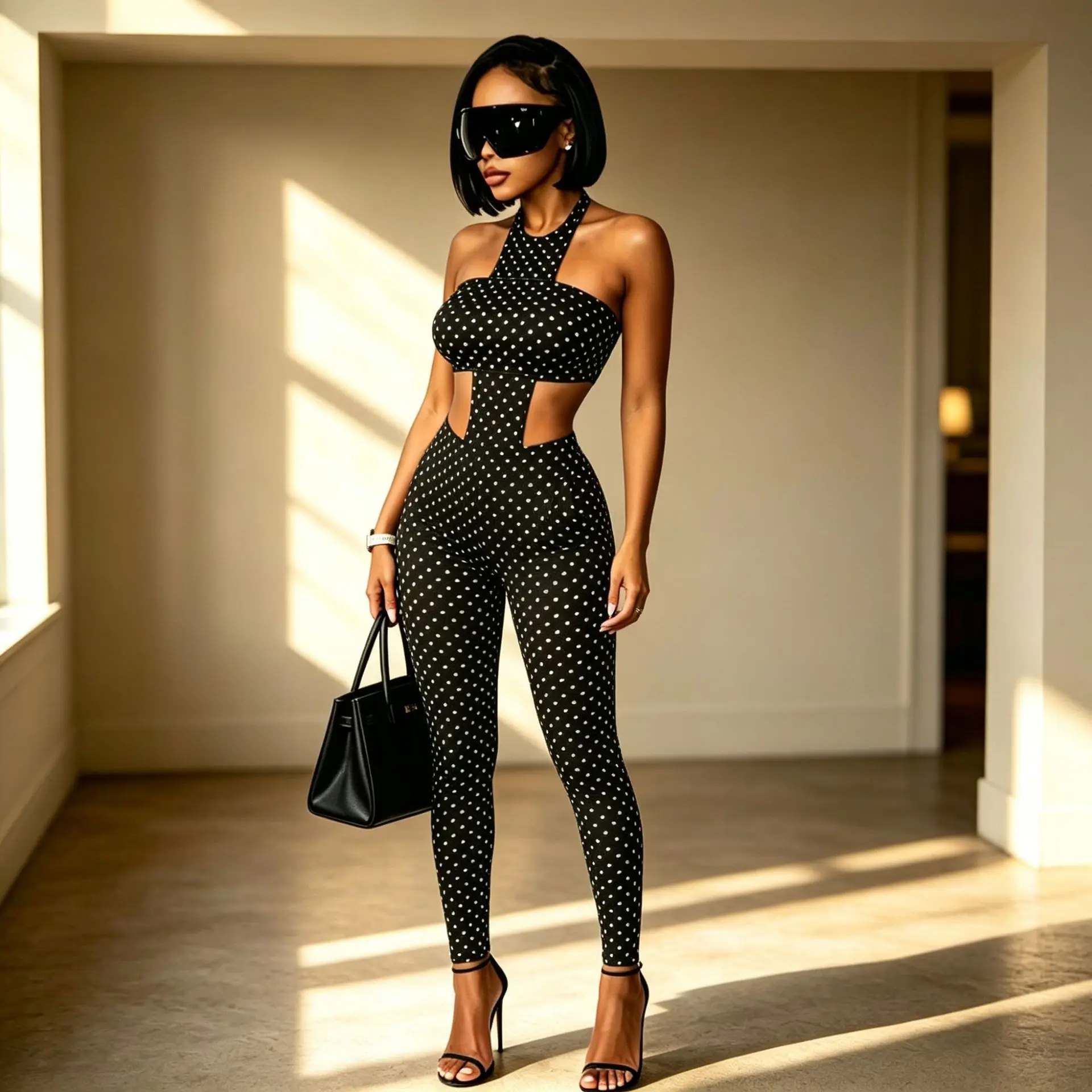 D8526 Women's Erotogenic Polka Dot. Print Strapless. Jumpsuit (strapless Design) Women's Casual Dresses Party Robe Elegant