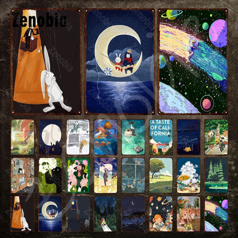 

Металлический знак, Настенный декор, мультяшный персонаж, иллюстрация, искусство, металлическая пластина для украшения дома