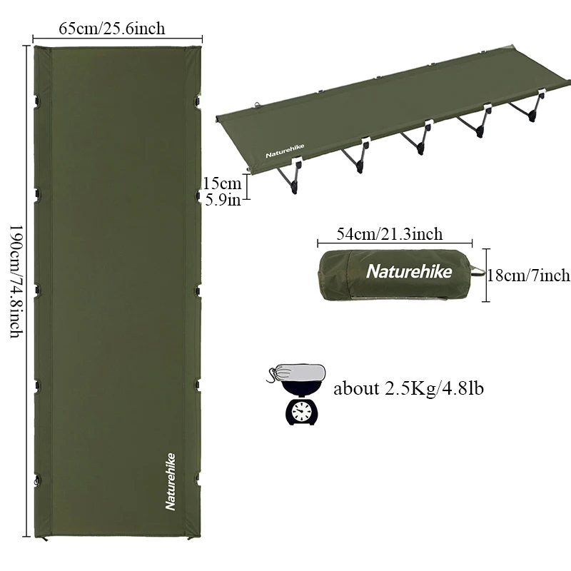 Imagem -05 - Naturehike Xjc05 Cama Dobrável Compacta Ultraleve Cama de Acampamento Pesca Praia Cama de Viagem ao ar Livre Berços de Dormir Portátil Berço de Acampamento