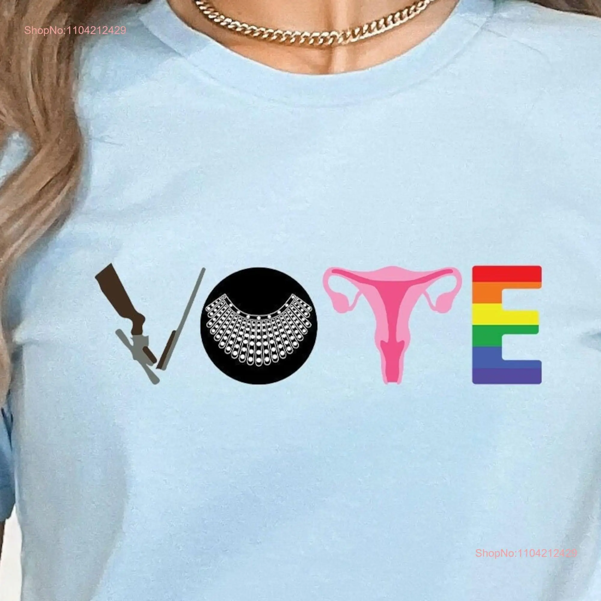 Vote T Shirt LGBTQ BLM Reproductive Right's Gun Reform Ruth Bader Ginsburg FeminisT Activism Apparel Pro Roe v Wade