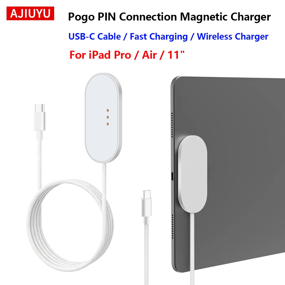 Magnetic Pogo Pin Wireless Fast Charging Charger for iPad Pro 11/12.9/13 Air 11