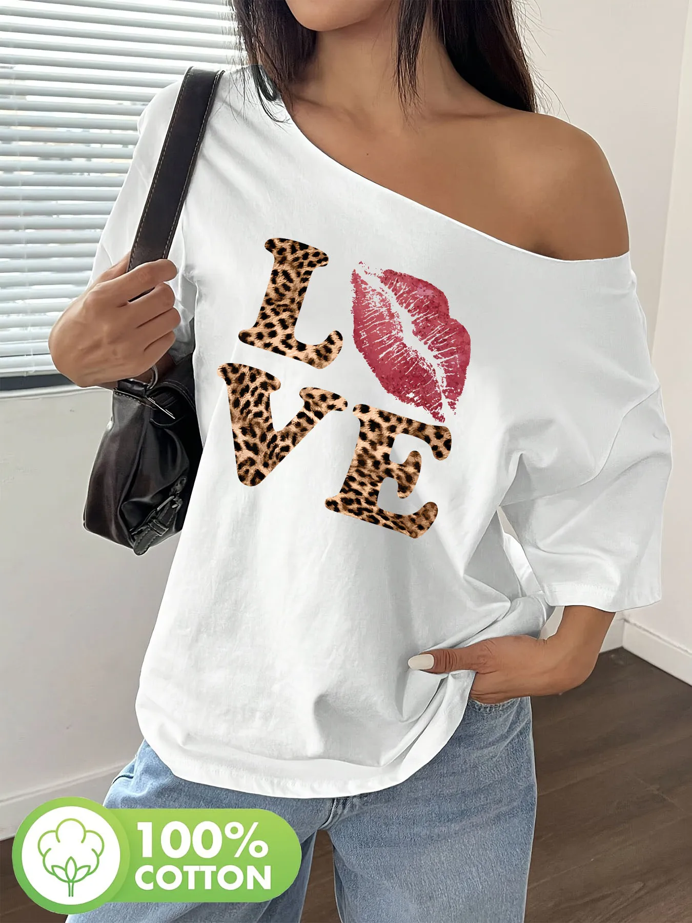 Y-Retro Sunshine Plus Reine Baumwolle Schulterfreies Y2K T-Shirt Modisches Damen-Baumwolltop Bequeme Damenkleidung – Detail 4