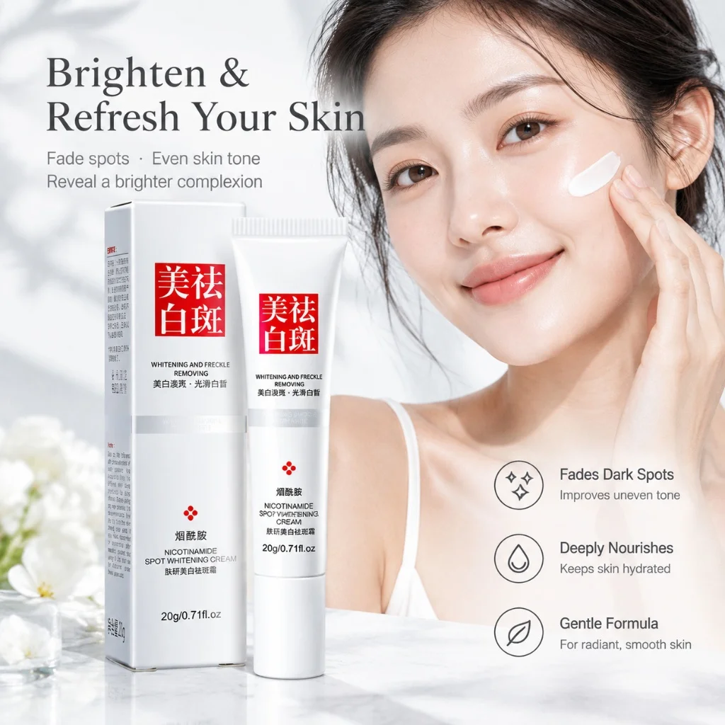 Freckle Brightening Face Cream Infused Niacinamide & Vitamin E Lighten Pigment Spots Nourish Hydrate Revitalize Dull Skin Tone