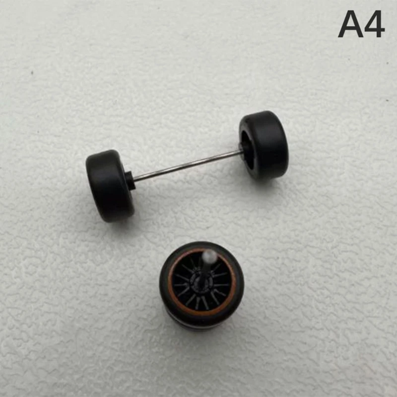 

Set Of 4 Rubber Tire 1/64 Replacement Including Axles For Model