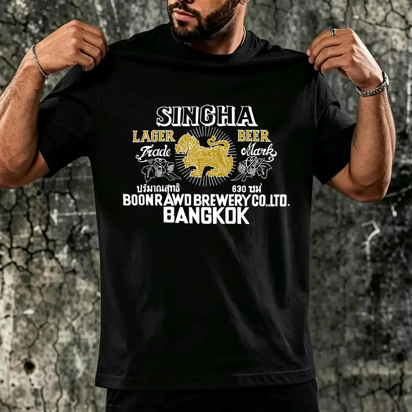 washed T Shirt Vintage Singha Lager Beer Bangkok Colour Takingness Thailand Large Whit long or short sleeves vintage Washed