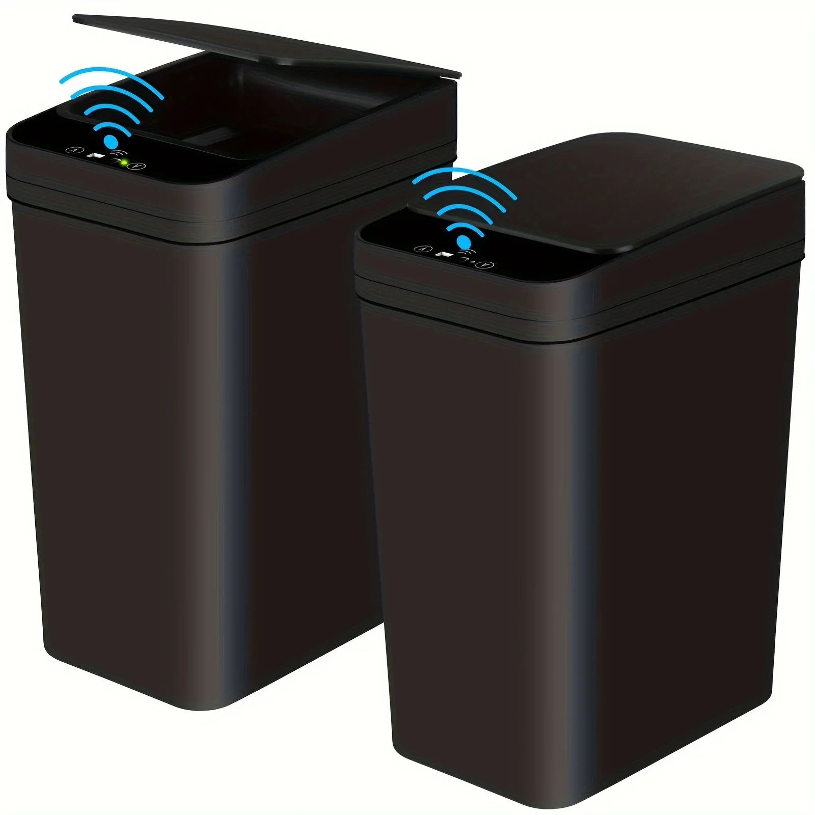 

KEEHOME 2 Pack 2.5 Gallon Bathroom Automatic Trash Can Touchless Motion Sensor Small Slim Garbage Can With Lid Smart Narrow Garbage Bin For Bedroom Office Kitchen Black Kitchen Trash Cans