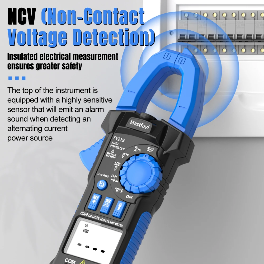 MASTFUYI 6000Counts Clamp Meter AC/DC Voltmeter Current Digital Multimeter 600A Amperimetric Clamp NCV Ohm Hz Electrician Tools