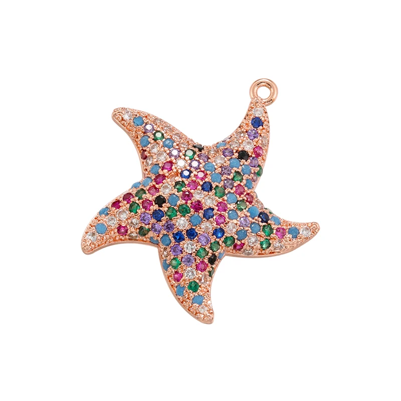 ZHUKOU starfish charms for jewelry making Cubic zirconia pendants for DIY necklaces Jewelry accessories bulk wholesale VD1248