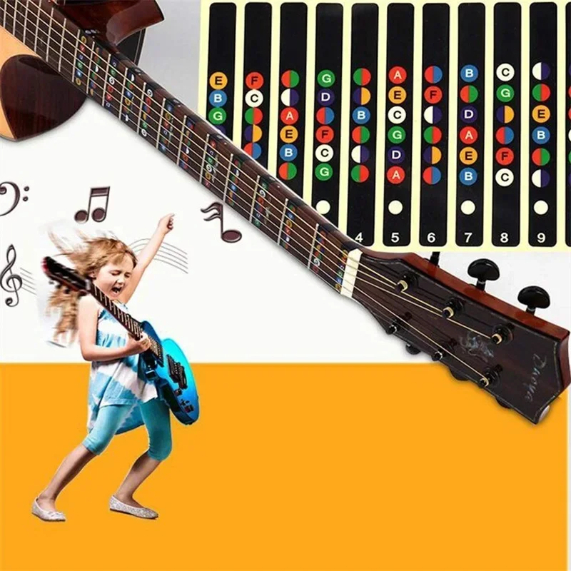 Beginner Guitar Fretboard Scale Sticker Practice Note Fingerboard Decals Labels Electric Guitarra Accessories 1/5/10 Sheet