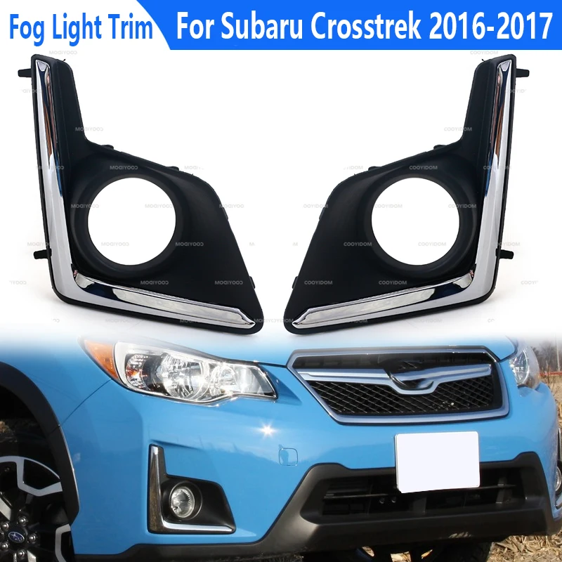 For Subaru XV Crosstrek 2016 2017 Car Front Bumper Fog Light Lamp Frame Cover Foglight Foglamp Chrome Trim Cap Hood Lid Bezel