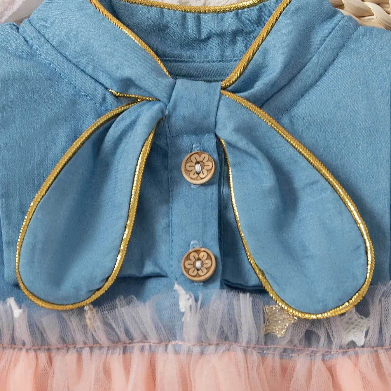 Baby Denim Dress Baby Girl Star Embroidered Gauze Princess Dress Cute Baby Clothes