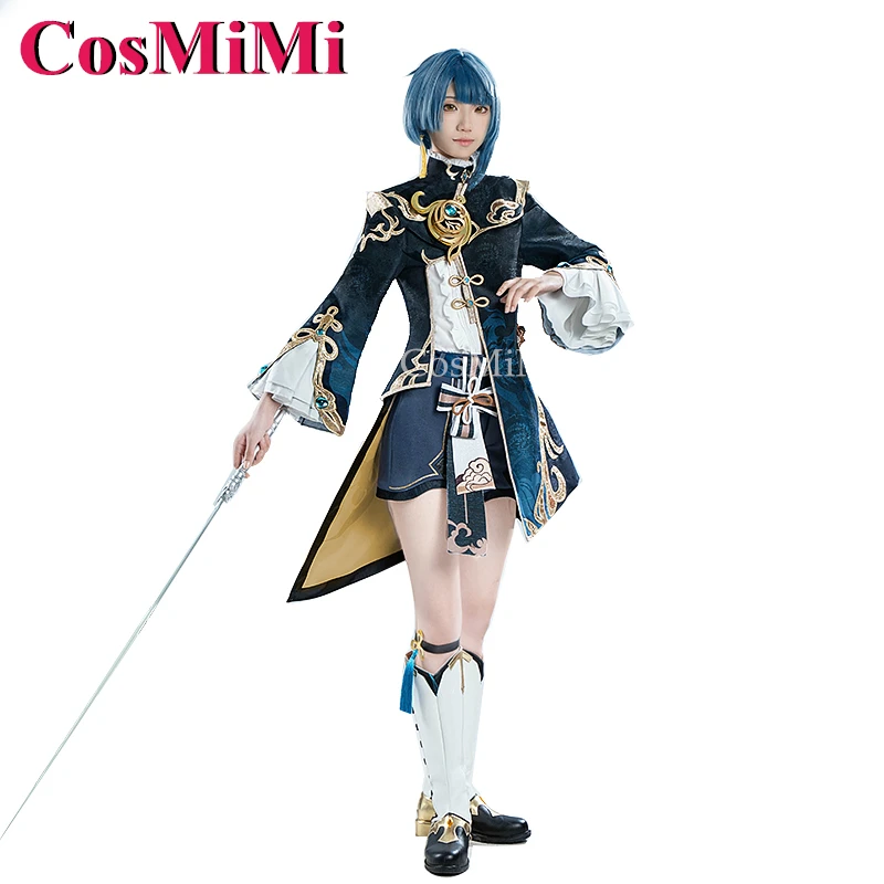 CosMiMi Xingqiu Cosplay Game Genshin Impact Costume Sweet Elegant Gorgeous Combat Uniform Full Set Carnival Role Play Clothing