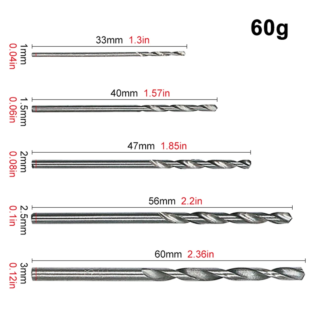 50/60pcs 1-3mm Twist-Drill Bit Set HSS Drill Sets Drill Accessories For Stainless Steel Metal Iron Woodworking Opener Tool