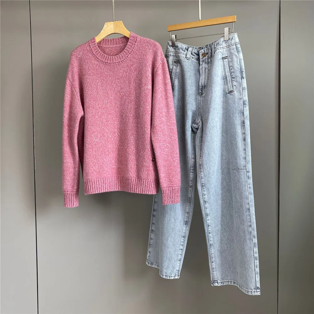 

Осенне-зимние новые модные повседневные женские прямые джинсы с двойным карманом и бусинами для ногтей