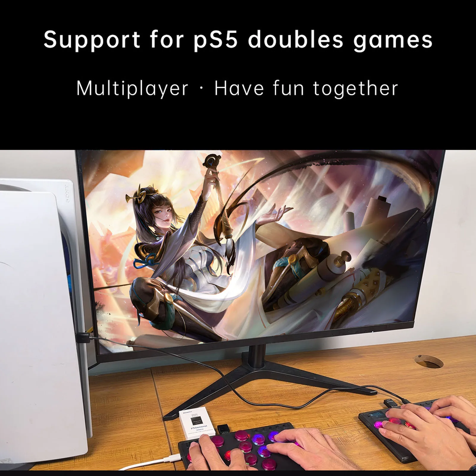 P5General Game Converter USB Adapter with True 1000Hz Bidirectional Plug-and-Play Controller Converter Fit for Raspberry Pi