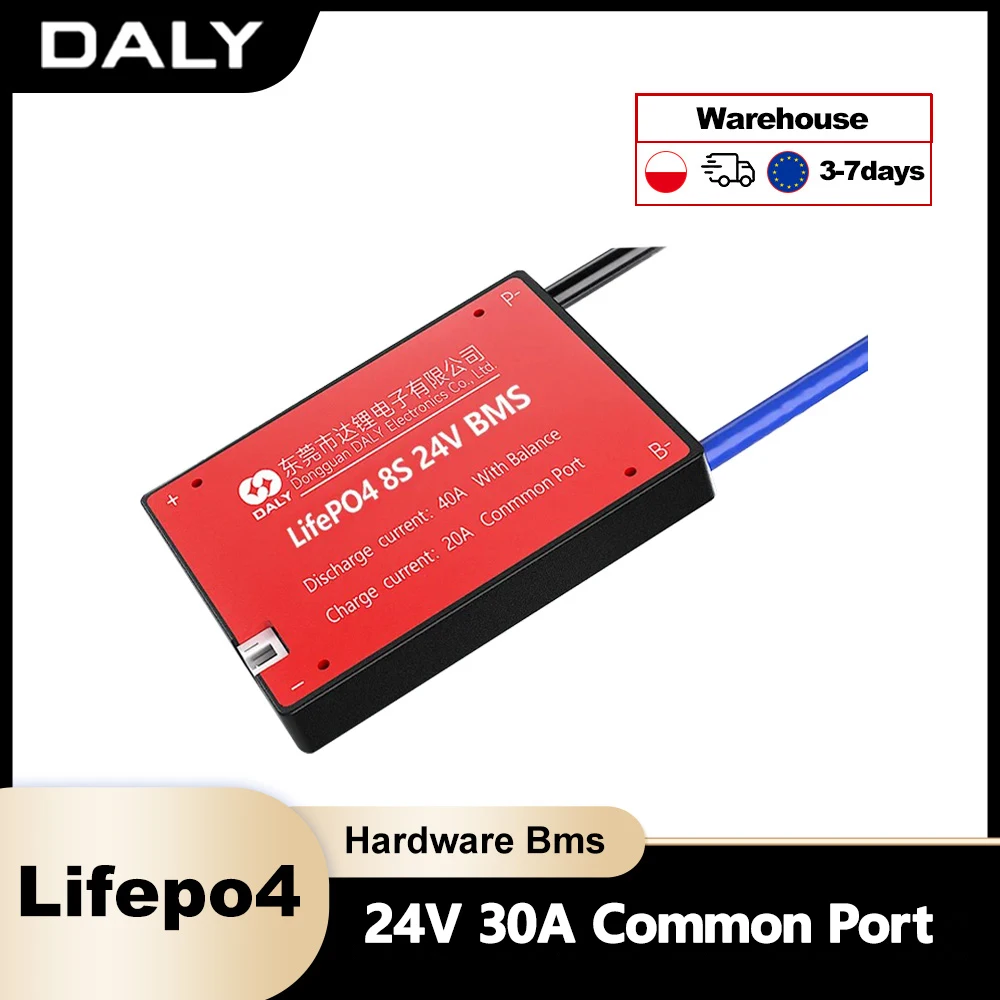 Daly BMS LiFePo4 Hardware BMS 8S 24V 30A Lifepo4 battery Waterproof BMS for lithium battery 18650 PCB Ship to EU