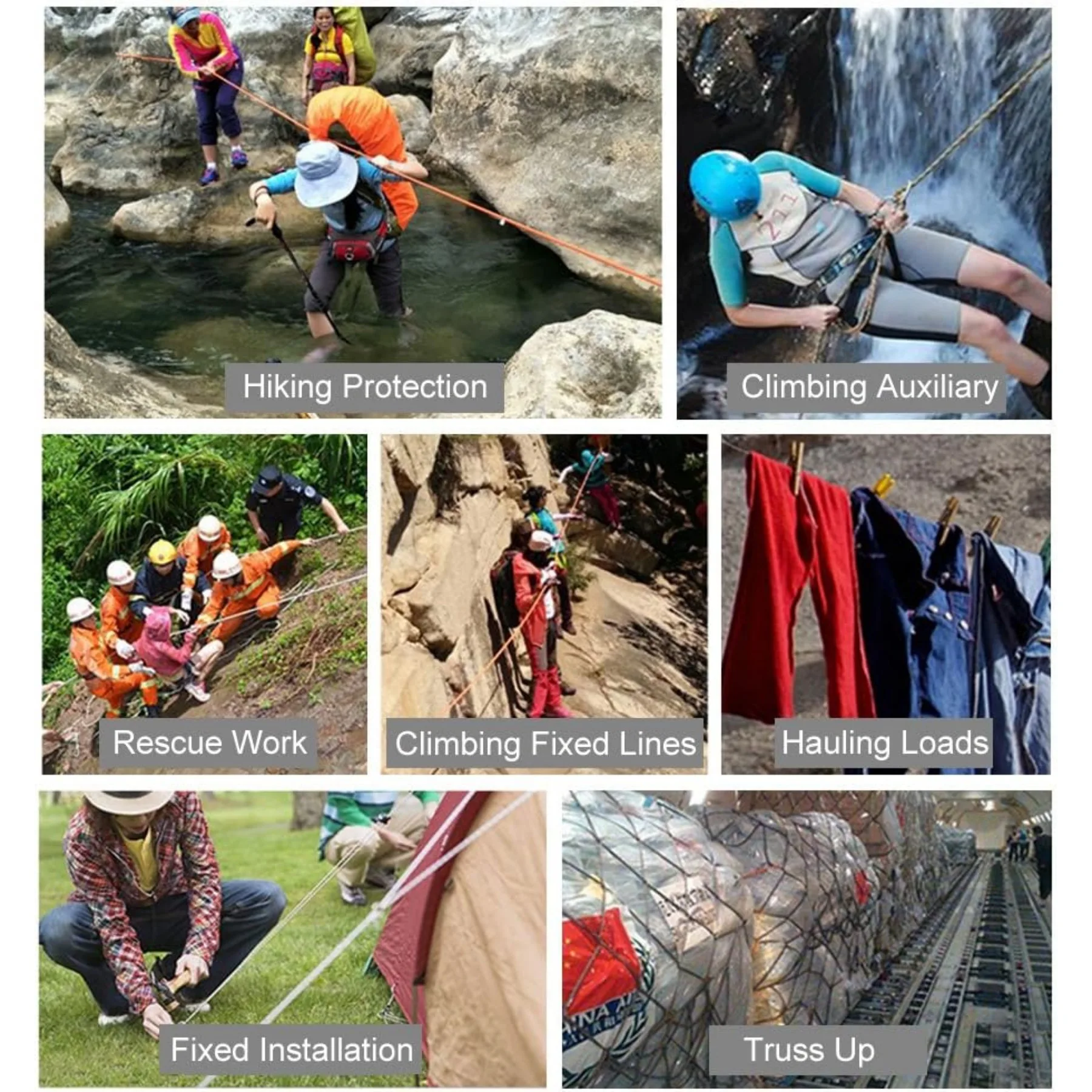 Уличная альпинистская веревка, статическая скалолазальная веревка для побега, оборудование для ледолазания, пожарно-спасательный парашют