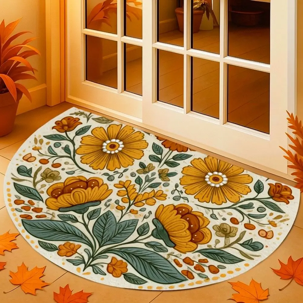 Thanksgiving Pumpkin Print Door Mat Washable Floor Rug Anti Slip Entryway Carpet Decorative Home Entrance Door Pad