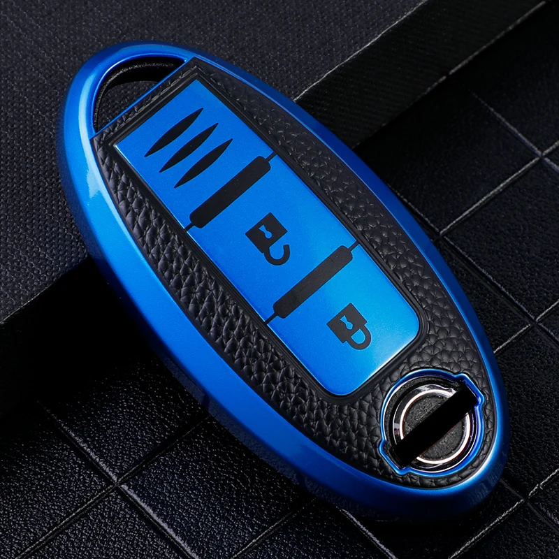 TPU Leather Car Key Case Cover for Nissan Leaf Micra Qashqai J11 J10 X Trail T32 Versa Note Patrol Key Fob Cover Accessories