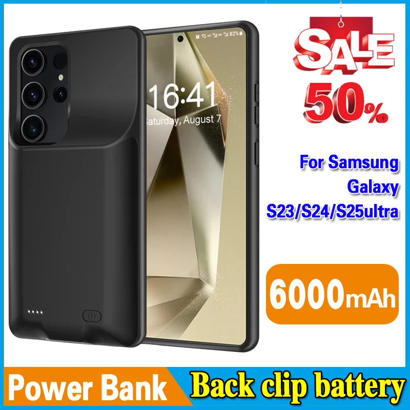 

High-Quality Back clip battery 6000mAh Power Bank for Samsung Galaxy S23/S24/S25ultr Battery Power Case Powerbank
