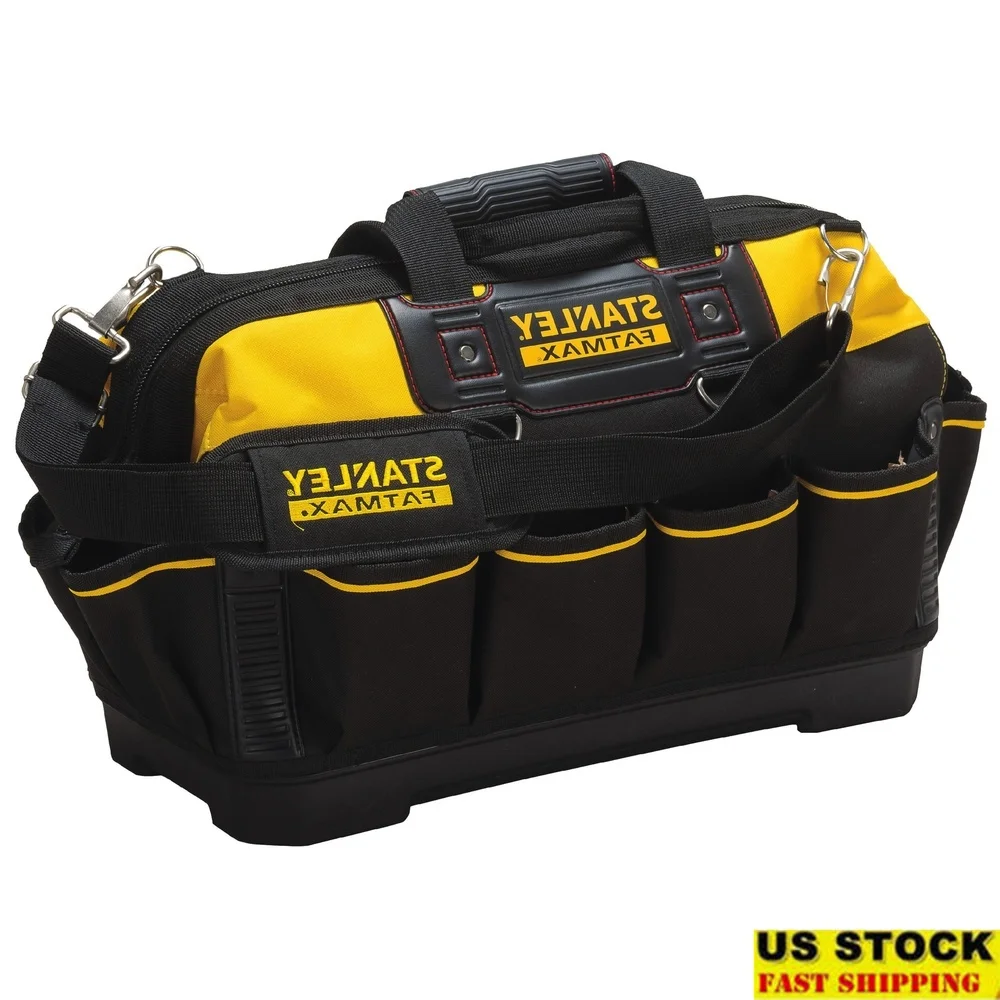 

18 inch Open Mouth Tool Bag Durable Organizer with Multiple Pockets Rugged Polyester Hard Base Tool Storage