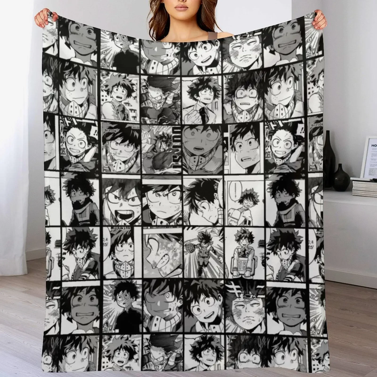 

Midoriya Izuku- collage color version Throw Blanket Decorative Beds Decorative Sofas Blankets