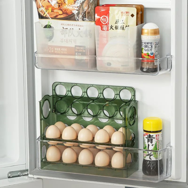 

Egg Storage Box Refrigerator Side Door Storage Rack Kitchen Specific Egg Tray Fresh-keeping Box Foldable Egg Box Convenient