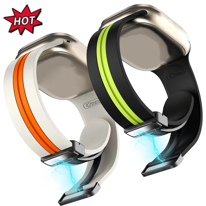 

Magnetic Buckle Strap For Apple Watch Band Ultra 49mm 45 44mm 42 41 40 38mm Silicone Bracelet iWatch Series 7 8 se 6 5 3 Correa