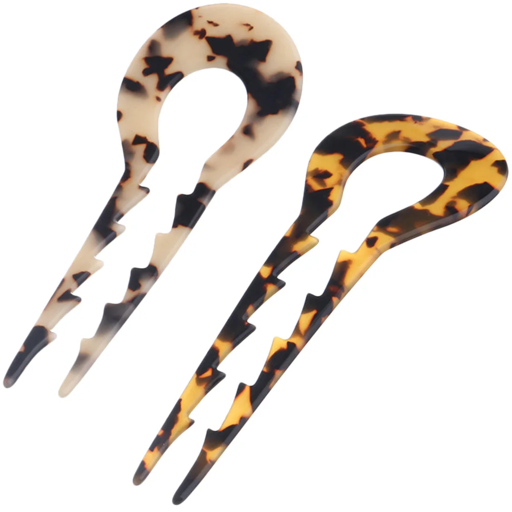 

2pcs Acetate Hairpin U Shape Hairpins Forks for Women Long Accessories Fork Hair Sticks Styling Tools Hair Bun Hairpin French