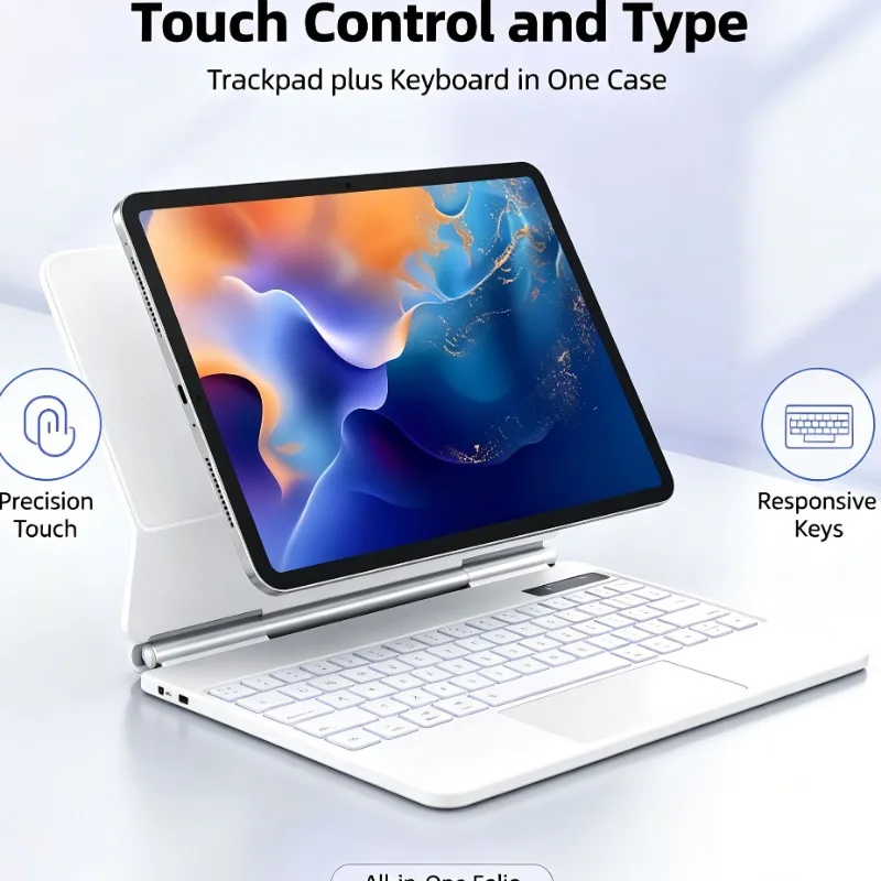Direct Connect Pogo Pin Keyboard Case Trackpad for iPad Air 6 11 inch iPad Air 11 2025 M3 iPad Pro11 iPad Air4 Air5 10.9 Portabl