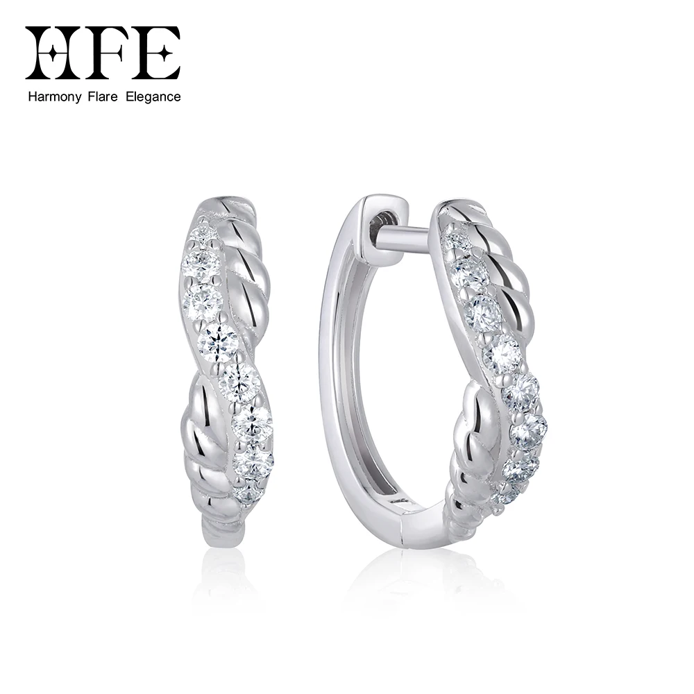 

HFE Sparkling Moissanite 15mm Hoop Earrings Sterling Silver Women's Style D Color VVS1 Lab-Created Diamond Studs Fine Jewelry