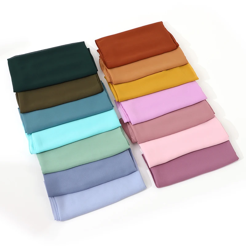 110X110CM Headwrap Schwere Chiffon Quadrat Schal Muslimischen Hijabs Frauen Underscarf Mode Casual Look Einfarbig Tudung Bawl