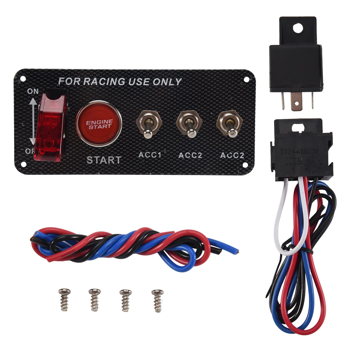 

12V Car Ignition Switch Engine Start Push Button 3 Toggle Racing PanelAB32
