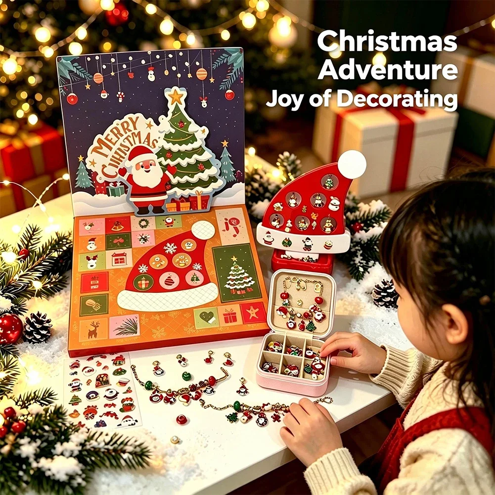2026 New Christmas Hole Punch Pendant Blind Box DIY Jewelry Making Gift Box Bracelet Beading Kit for Girls