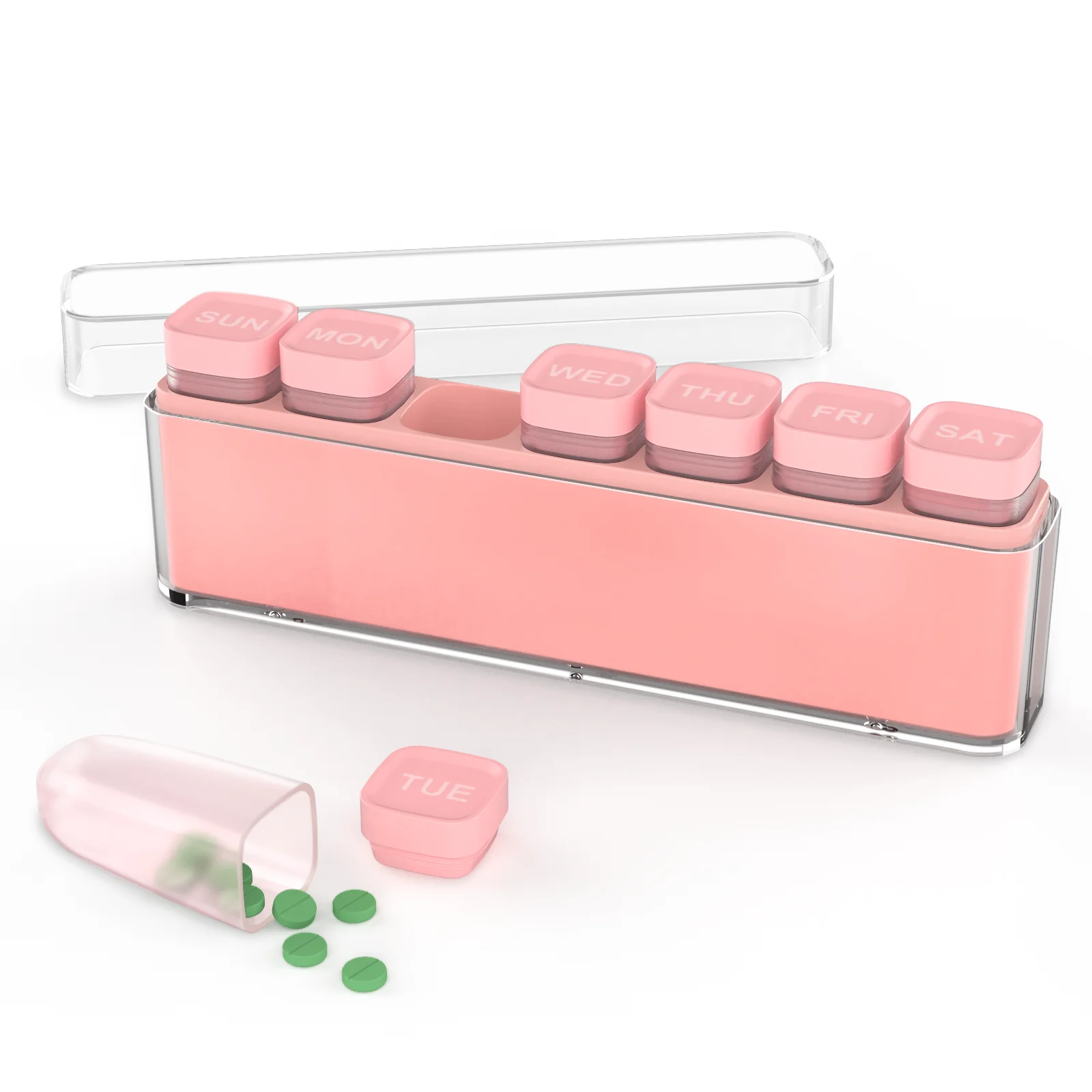 3/7-Day Pill Organizer Travel Case | Detachable Daily Dispenser, Color-Coded Compartments for Vitamins & Supplements
