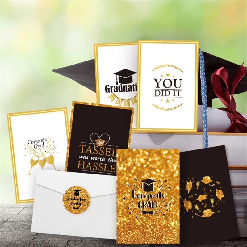 6 Set Graduation Cards with Stickers and Envelopes Grad Cards Graduation Greeting Card Graduation Party Supplies Gift Dropsale